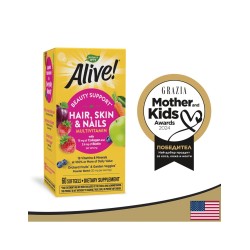 Alive! Hair, Skin & Nails Multivitamin - Алайв! Мултивитамини за коса, кожа и нокти, 60 софтгел капсули Nature’s Way