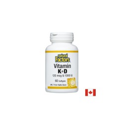 Витамин К2 120 mcg и D3 1000 IU, 60 софтгел капсули Natural Factors