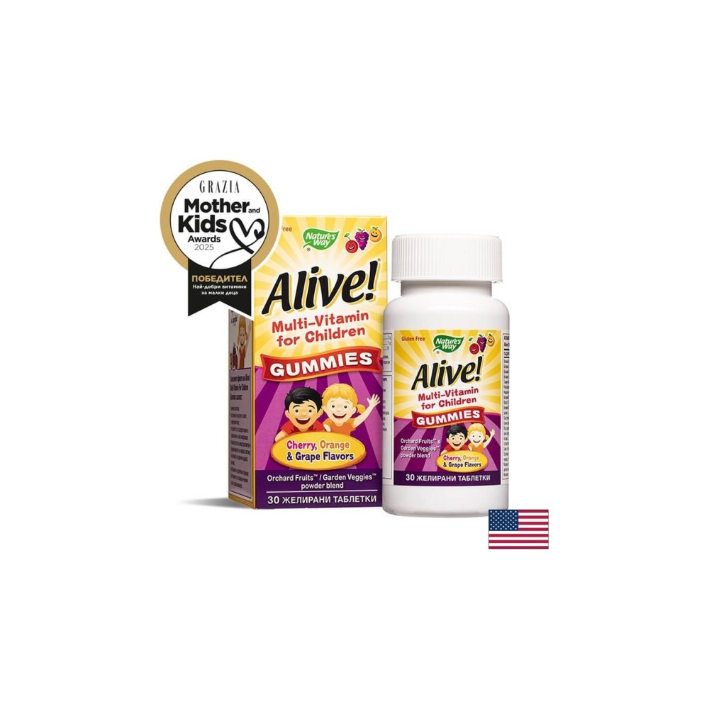 Alive! Multi-Vitamin for Children Gummies / Алайв! Мултивитамини за деца, 30 желирани таблетки Nature’s Way Alive! Multi-Vitamin for Children Gummies / Алайв! Мултивитамини за деца, 30 желирани таблетки Nature’s Way