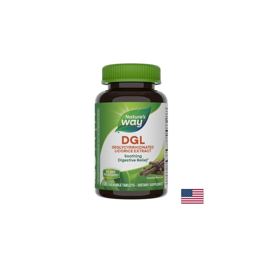 DGL - Deglycyrrhizinated Licorice Extract/ ДиДжиЕл - Деглициризиран сладник / Женско биле х 100 дъвчащи таблетки Nature’s Way