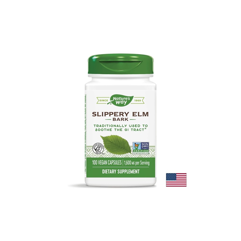 Slippery Elm Bark - Червен бряст (кора) - При раздразнения на стомашната лигавица, 400 mg, 100 капсули Nature’s Way Slippery Elm Bark - Червен бряст (кора) - При раздразнения на стомашната лигавица, 400 mg, 100 капсули Nature’s Way