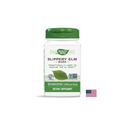 Slippery Elm Bark - Червен бряст (кора) - При раздразнения на стомашната лигавица, 400 mg, 100 капсули Nature’s Way