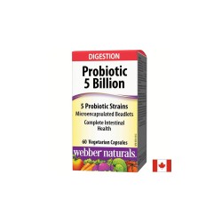 Probiotic/ Пробиотик 5 щама, 5 млрд. активни пробиотици х 60 капсули Webber Naturals