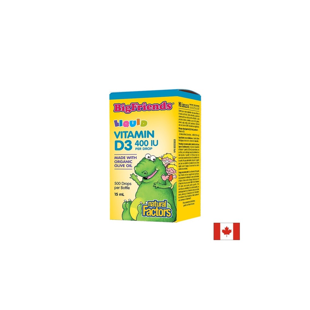 Vitamin D3 Big Friends®/ Витамин D3 за деца 400 IU x 15 ml/ 500 дози Natural Factors Vitamin D3 Big Friends®/ Витамин D3 за деца 400 IU x 15 ml/ 500 дози Natural Factors