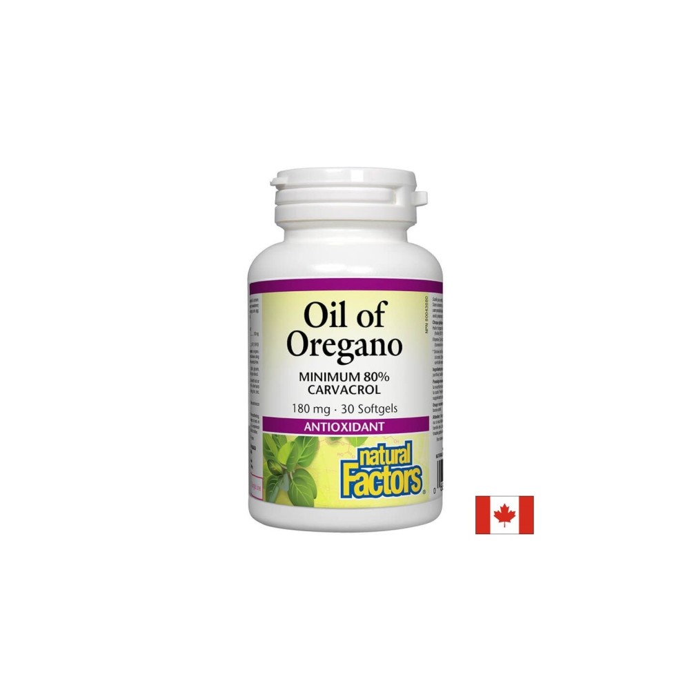 Oil of Oregano Organic/ Риган (масло) 180 mg x 30 софтгел капсули Natural Factors Oil of Oregano Organic/ Риган (масло) 180 mg x 30 софтгел капсули Natural Factors