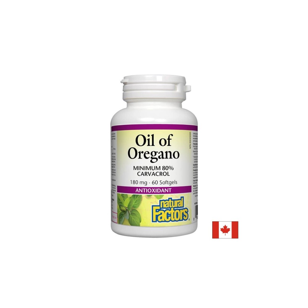 Oil of Oregano Organic/ Риган (масло) 180 mg x 60 софтгел капсули Natural Factors Oil of Oregano Organic/ Риган (масло) 180 mg x 60 софтгел капсули Natural Factors