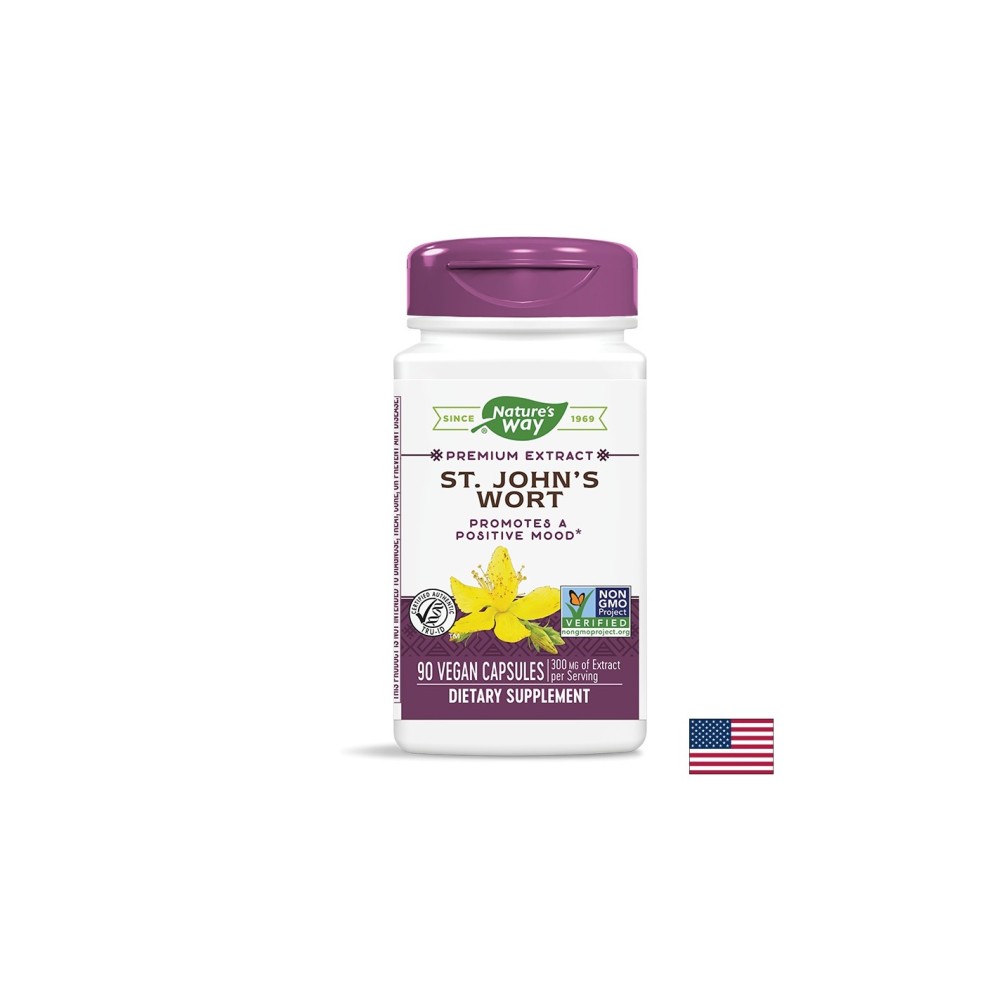 Подобрява настроението - Жълт кантарион премиум екстракт - St. John`s Wort 420 mg, 90 капсули Nature’s Way Подобрява настроението - Жълт кантарион премиум екстракт - St. John`s Wort 420 mg, 90 капсули Nature’s Way