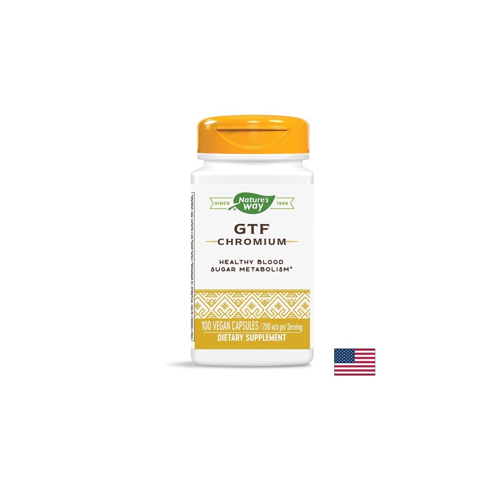 Хром (никотинат) GTF - Контрол на кръвната захар, 200 mcg, 100 капсули Nature’s Way Хром (никотинат) GTF - Контрол на кръвната захар, 200 mcg, 100 капсули Nature’s Way