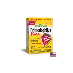 Primadophilus Kids - Примадофилус Кидс 3 млрд. активни пробиотици, 30 дъвчащи таблетки с вкус на череша Nature’s Way