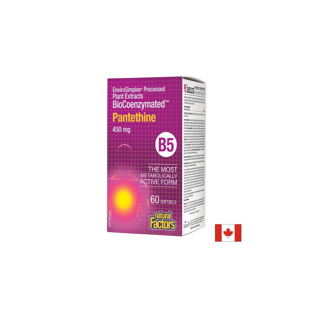 Pantethine BioCoenzymated™/ Пантетин/ Витамин В5 450 mg, 60 софтгел капсули Natural Factors Pantethine BioCoenzymated™/ Пантетин/ Витамин В5 450 mg, 60 софтгел капсули Natural Factors