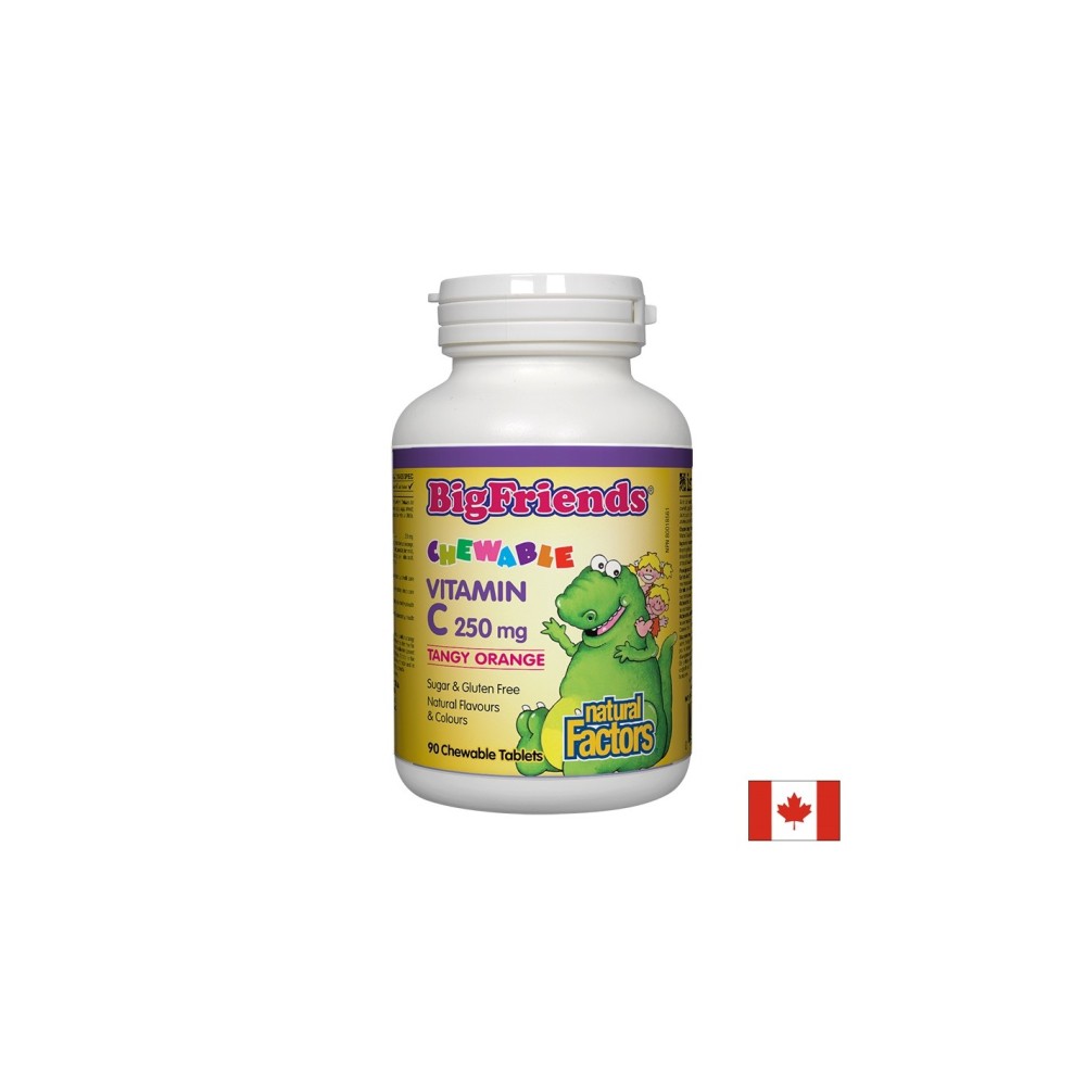 Vitamin C BigFriends®/ Витамин С за деца 250 mg х 90 дъвчащи таблетки с вкус на портокал Natural Factors