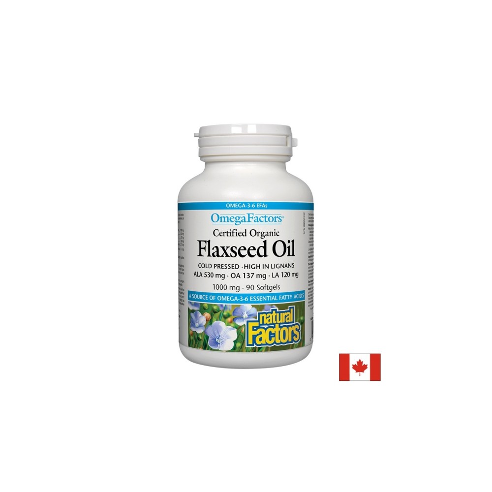 Flaxseed Oil - Ленено масло 1000 mg, 90 софтгел капсули Natural Factors Flaxseed Oil - Ленено масло 1000 mg, 90 софтгел капсули Natural Factors