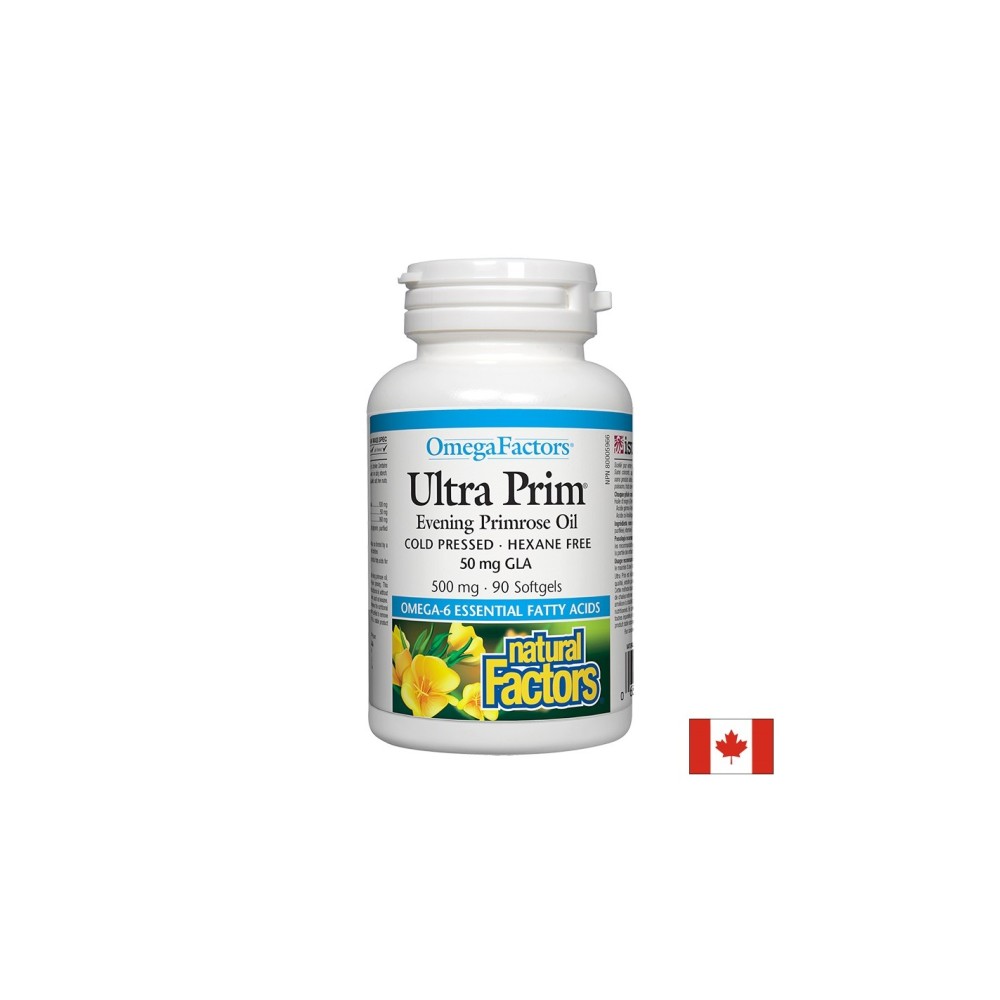 Ultra Prim® Evening Primrose Oil 50 mg GLA/ Вечерна иглика масло 500 mg х 90 софтгел капсули Natural Factors Ultra Prim® Evening Primrose Oil 50 mg GLA/ Вечерна иглика масло 500 mg х 90 софтгел капсули Natural Factors