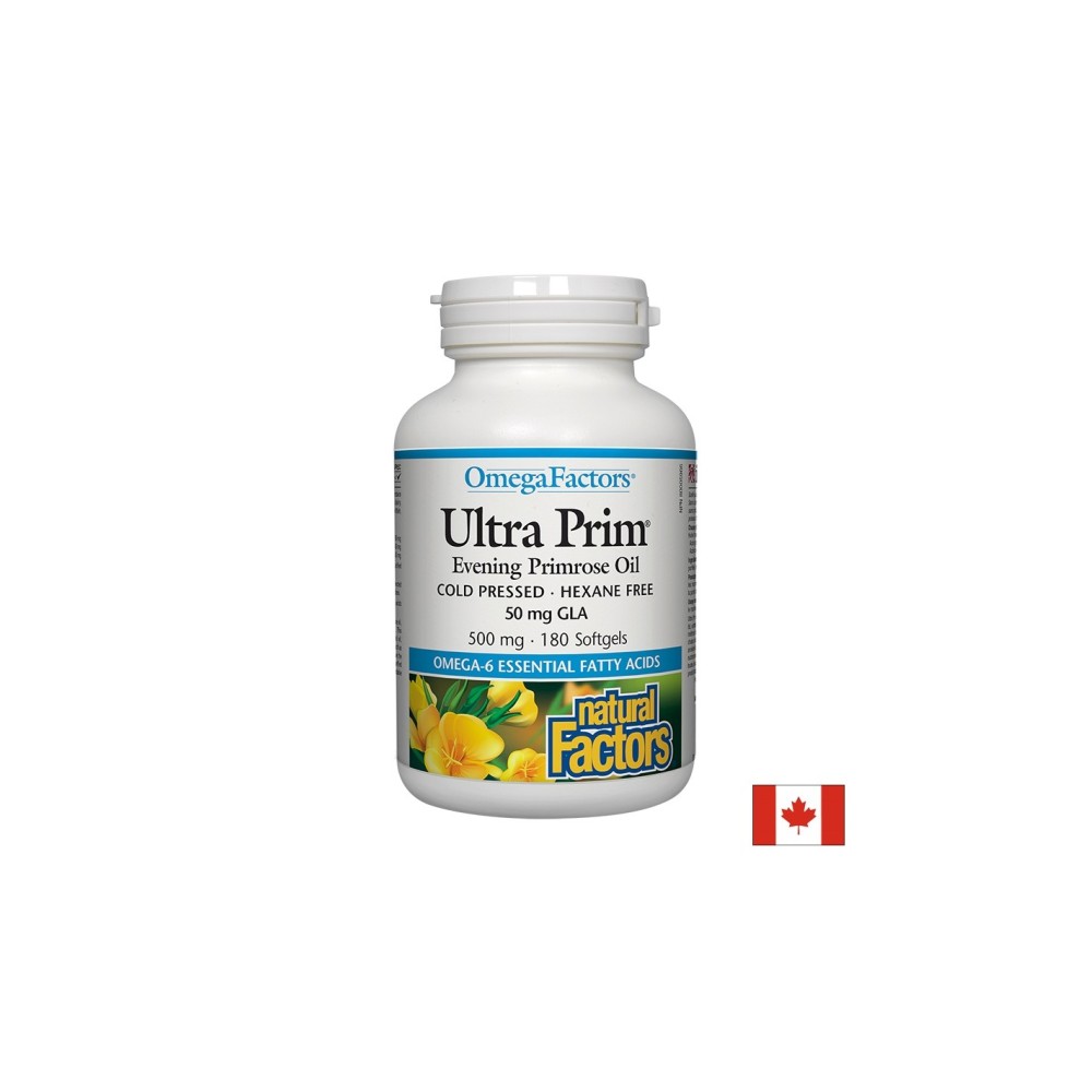 Ultra Prim® Evening Primrose Oil 50 mg GLA/ Вечерна иглика масло 500 mg х 180 софтгел капсули Natural Factors Ultra Prim® Evening Primrose Oil 50 mg GLA/ Вечерна иглика масло 500 mg х 180 софтгел капсули Natural Factors
