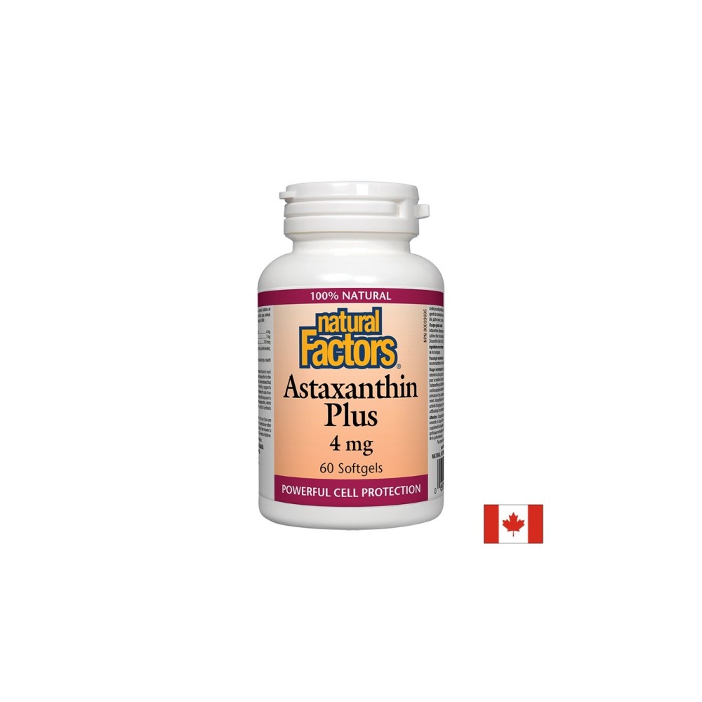 Astaxanthin Plus/ Астаксантин + Лутеин и Зеаксантин 4 mg х 60 софтгел капсули Natural Factors Astaxanthin Plus/ Астаксантин + Лутеин и Зеаксантин 4 mg х 60 софтгел капсули Natural Factors