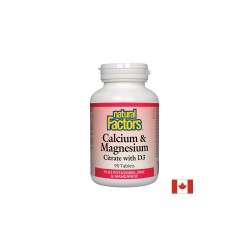 Calcuim & Magnesium Citrate with D3/ Калций с Магнезий (цитрат) и Витамин D3 + Калий, Цинк и Манган х 90 таблетки Natural Factors