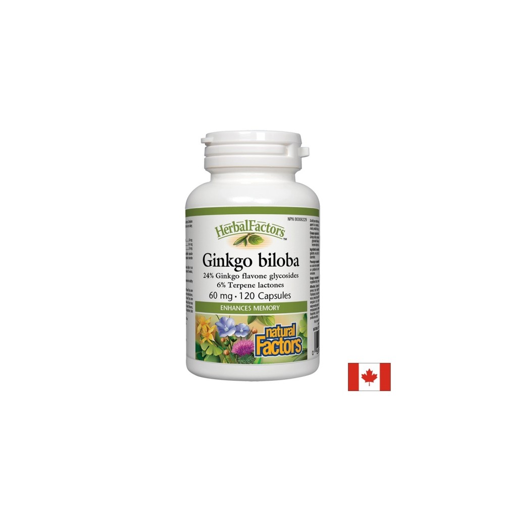Ginkgo Biloba/ Гинко Билоба 60 mg х 120 капсули Natural Factors Ginkgo Biloba/ Гинко Билоба 60 mg х 120 капсули Natural Factors