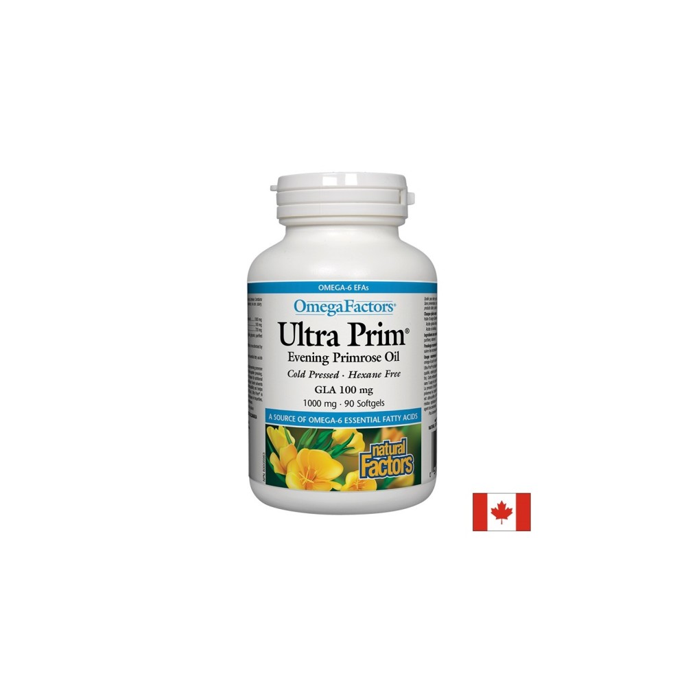 Ultra Prim® Evening Primrose Oil 100 mg GLA/ Вечерна иглика масло 1000 mg х 90 софтгел капсули Natural Factors Ultra Prim® Evening Primrose Oil 100 mg GLA/ Вечерна иглика масло 1000 mg х 90 софтгел капсули Natural Factors