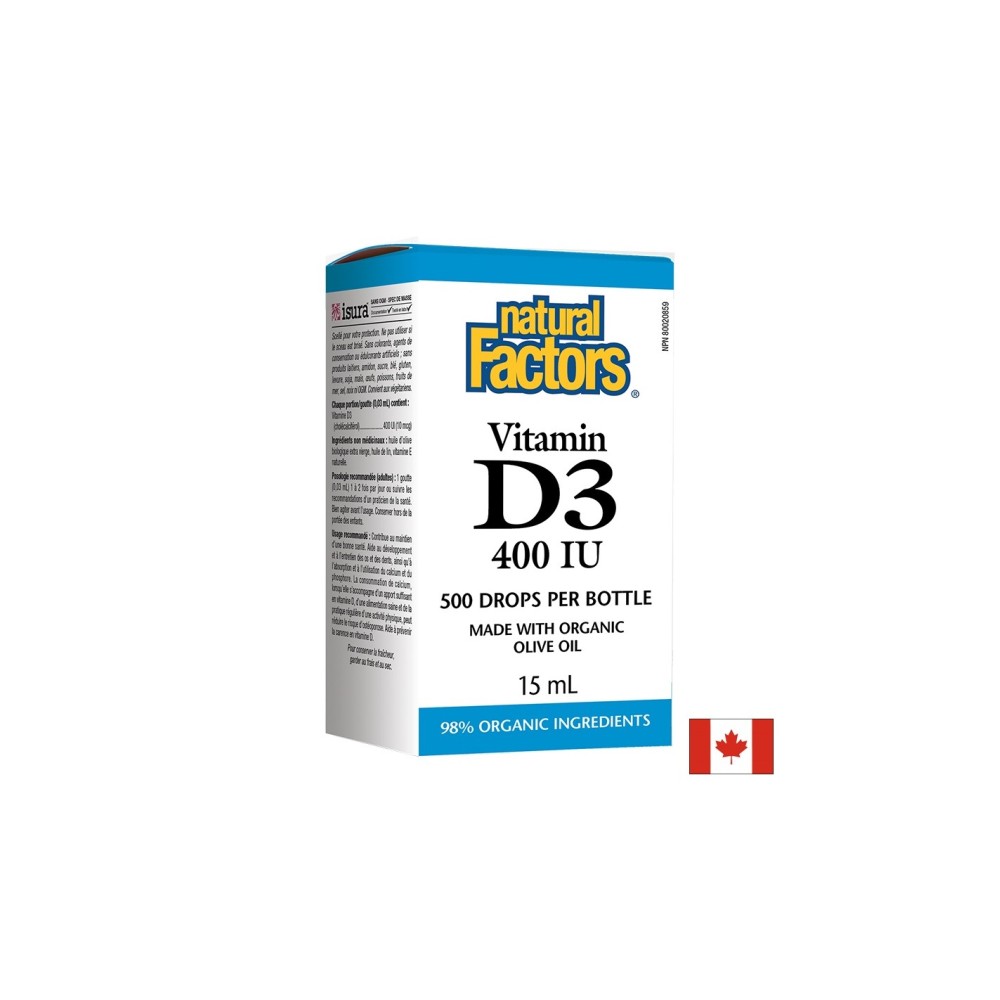 Vitamin D3/ Витамин D3 400 IU x 15 ml/ 500 дози Natural Factors Vitamin D3/ Витамин D3 400 IU x 15 ml/ 500 дози Natural Factors