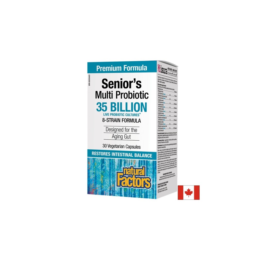 Senior’s Multi Probiotic / Мултипробиотик за възрастни 8 щама, 35 млрд. активни пробиотици х 30 капсули Natural Factors Senior’s Multi Probiotic / Мултипробиотик за възрастни 8 щама, 35 млрд. активни пробиотици х 30 капсули Natural Factors