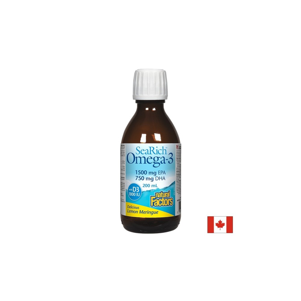 Мозъчна дейност, здрави кости и стави - Омега 3 и витамин D3 SeaRich, 200 ml Natural Factors Мозъчна дейност, здрави кости и стави - Омега 3 и витамин D3 SeaRich, 200 ml Natural Factors
