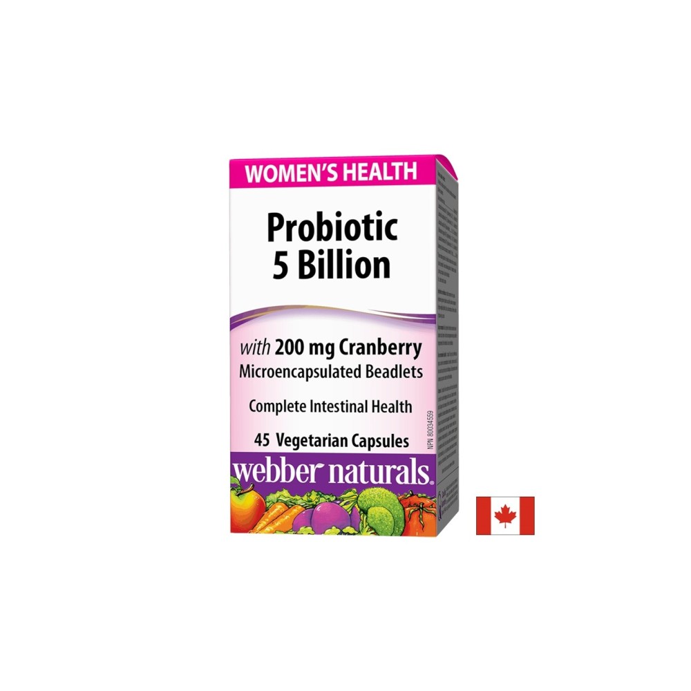 Probiotic Women`s Health/ Пробиотик за жени 5 щама, 5 млрд. активни пробиотици + Червена боровинка х 45 капсули Webber Naturals Probiotic Women`s Health/ Пробиотик за жени 5 щама, 5 млрд. активни пробиотици + Червена боровинка х 45 капсули Webber Naturals