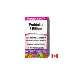 Probiotic Women`s Health/ Пробиотик за жени 5 щама, 5 млрд. активни пробиотици + Червена боровинка х 45 капсули Webber Naturals