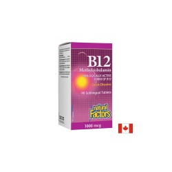 B12 Methylcobalamin/ Витамин В12 (метилкобаламин) 1000 µg, 90 сублингвални таблетки Natural Factors