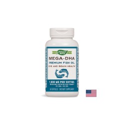 Mega-DHA - Рибено масло Мега-ДХА – за мозъка и зрението, 1000 mg, 60 софтгел капсули Nature’s Way