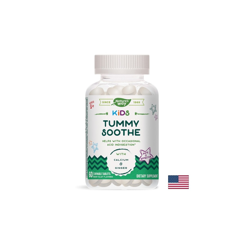 Kids Tummy Soothe /С джинджифил и калций/, 60 дъвчащи таблетки Nature’s Way