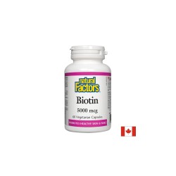 Biotin/ Биотин 5000 µg/ Коса, кожа, нокти, 60 капсули Natural Factors