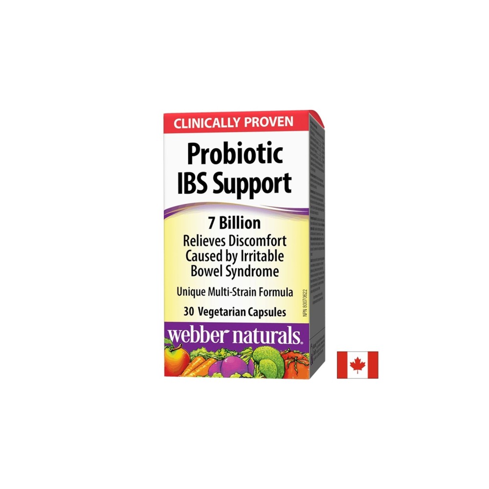 Probiotic IBS Support/ Пробиотик IBS 4 щама, 7 млрд. активни пробиотици х 30 капсули Webber Naturals Probiotic IBS Support/ Пробиотик IBS 4 щама, 7 млрд. активни пробиотици х 30 капсули Webber Naturals