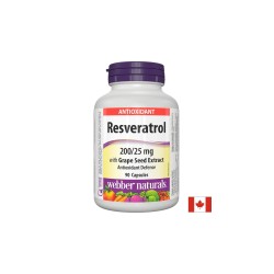 Resveratrol with Grape Seed Extract/ Ресвератрол 200 mg с Гроздово семе 25 mg х 90 капсули Webber Naturals