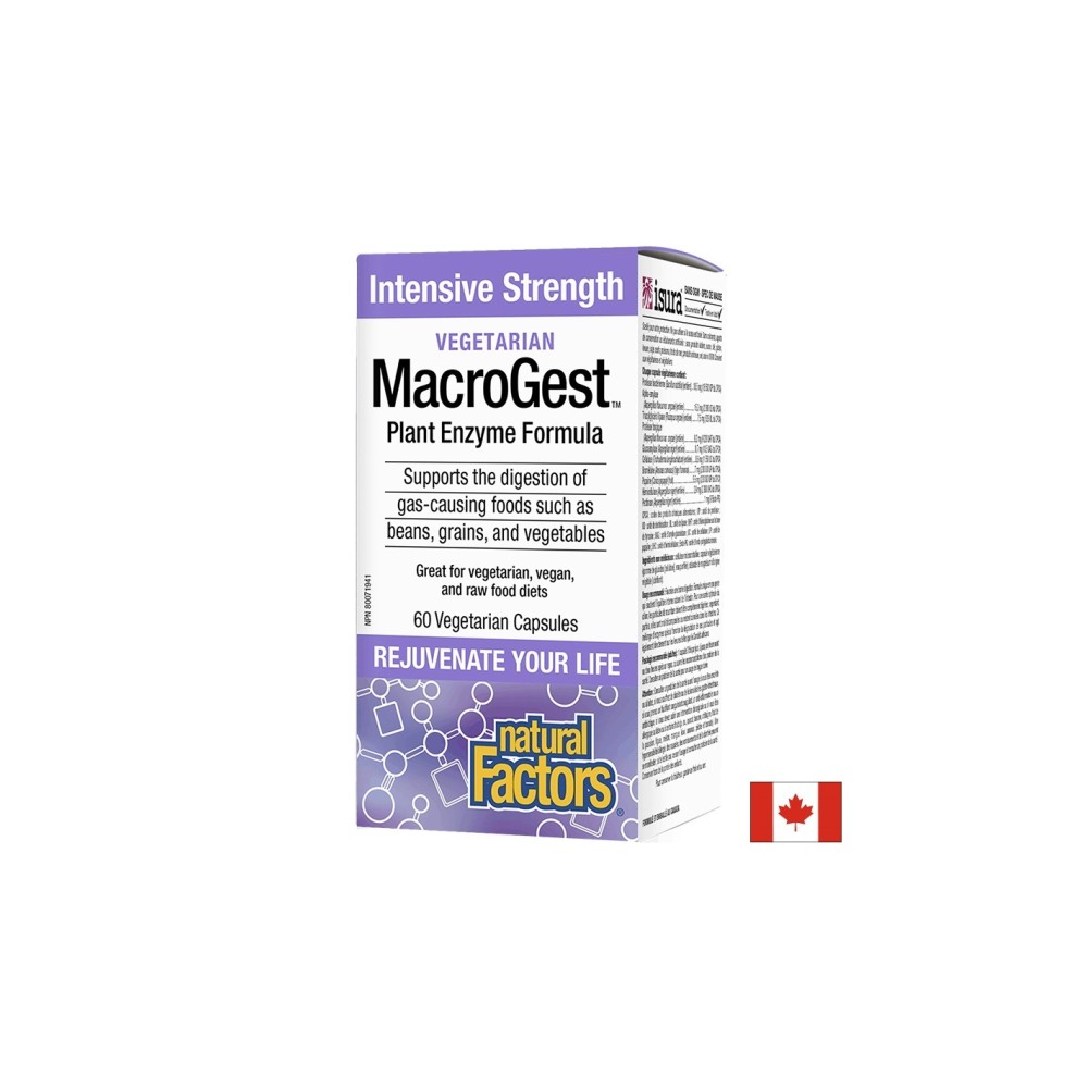 MacroGest™ Plant Enzyme Formula - Храносмилателни ензими, 60 капсули Natural Factors MacroGest™ Plant Enzyme Formula - Храносмилателни ензими, 60 капсули Natural Factors