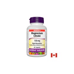 Magnesium Citrate / Магнезий цитрат /С висока абсорбция/ 150 mg, 60 капсули Webber Naturals
