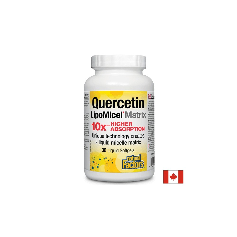 Quercetin LipoMicel Matrix 10 X Higher Absorption / Кверцетин, 250 mg, 30 софтгел капсули Natural Factors Quercetin LipoMicel Matrix 10 X Higher Absorption / Кверцетин, 250 mg, 30 софтгел капсули Natural Factors
