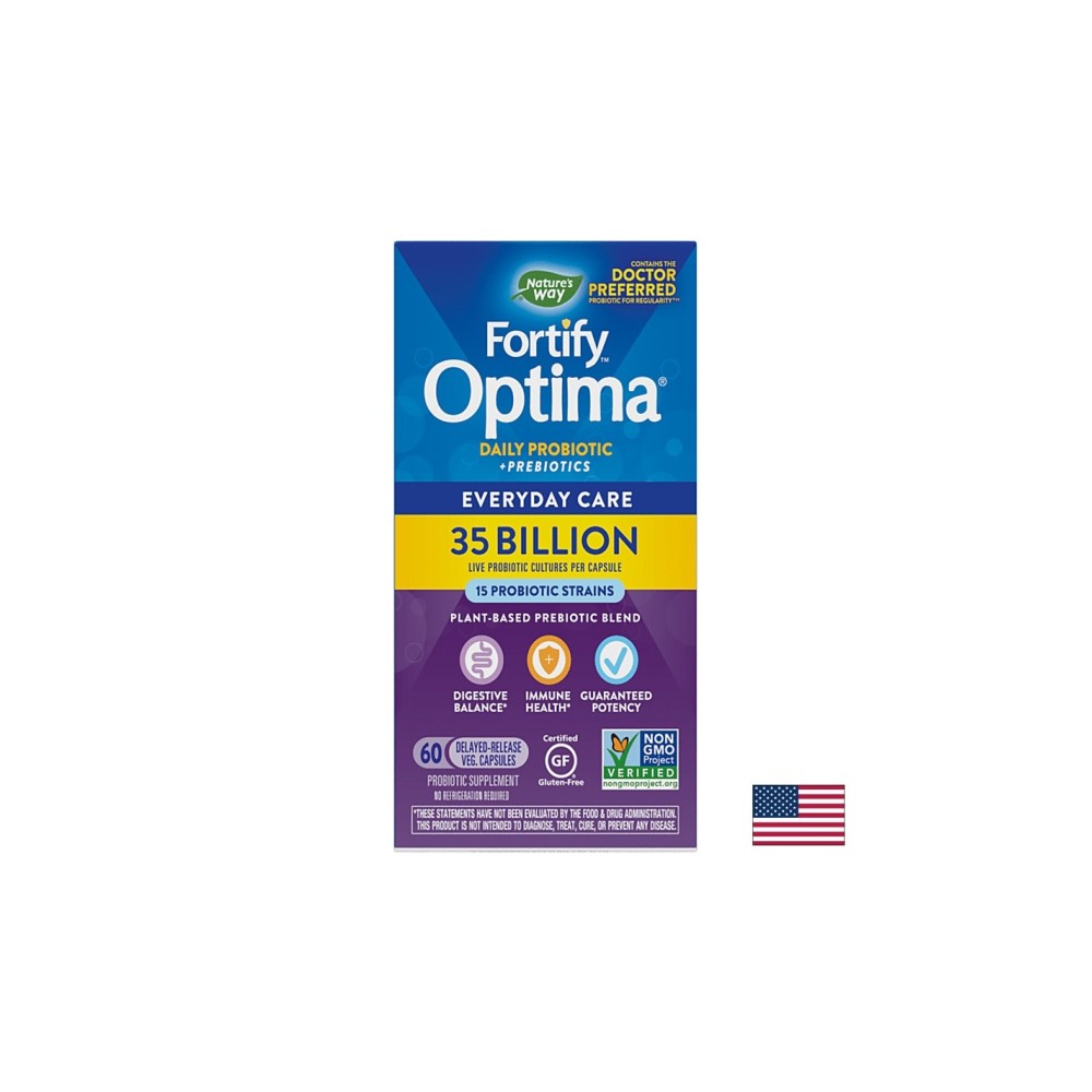 Fortify™ Optima® Daily Probiotic + Prebiotic - Фортифай пробиотик + пребиотици, 35 милиарда активни пробиотици, 60 капсули Nature’s Way Fortify™ Optima® Daily Probiotic + Prebiotic - Фортифай пробиотик + пребиотици, 35 милиарда активни пробиотици, 60 капсули Nature’s Way