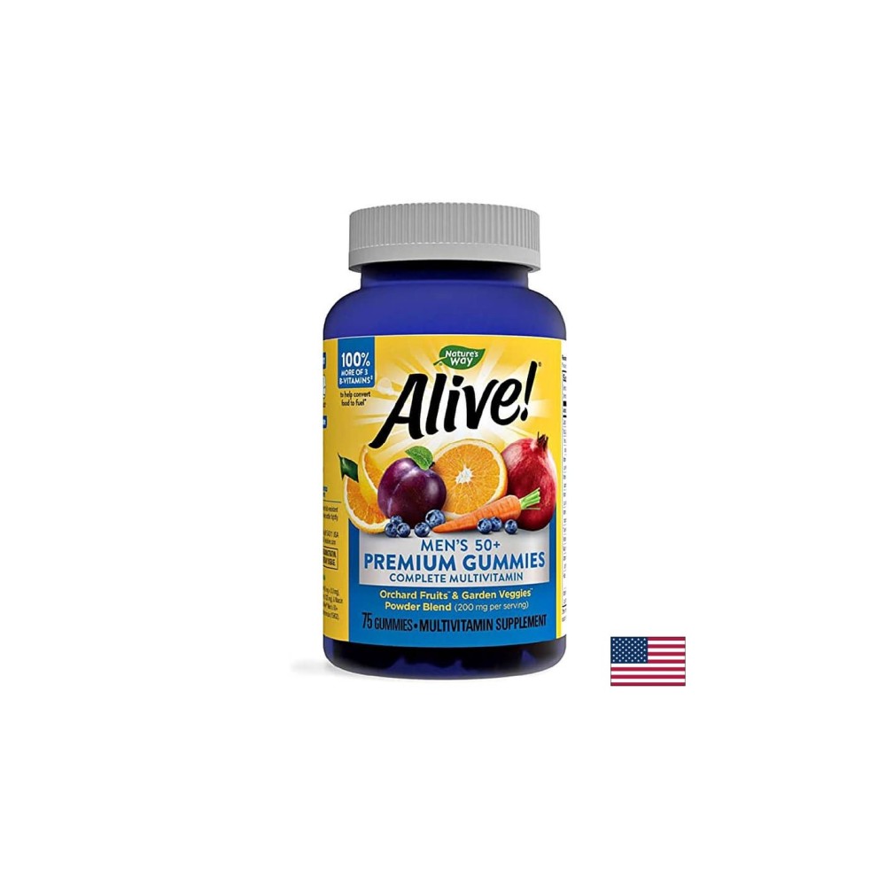 Alive! Men’s 50+ Premium Gummies Multivitamin / Алайв! Премиум мултивитамини за мъже 50+, 75 желирани таблетки Nature’s Way