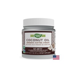 Кокосово масло, 62% MCT мастни киселини - Coconut Oil Organic Extra Virgin, 474 ml, 32 дози Nature’s Way