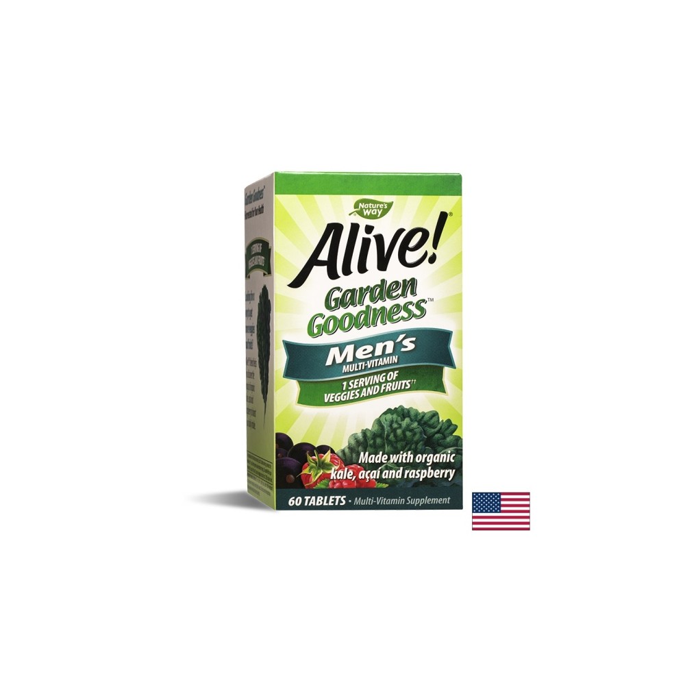 Alive! Garden Goodness™ Men`s Multi-Vitamin/ Алайв! Мултивитамини за мъже х 60 таблетки Nature’s Way