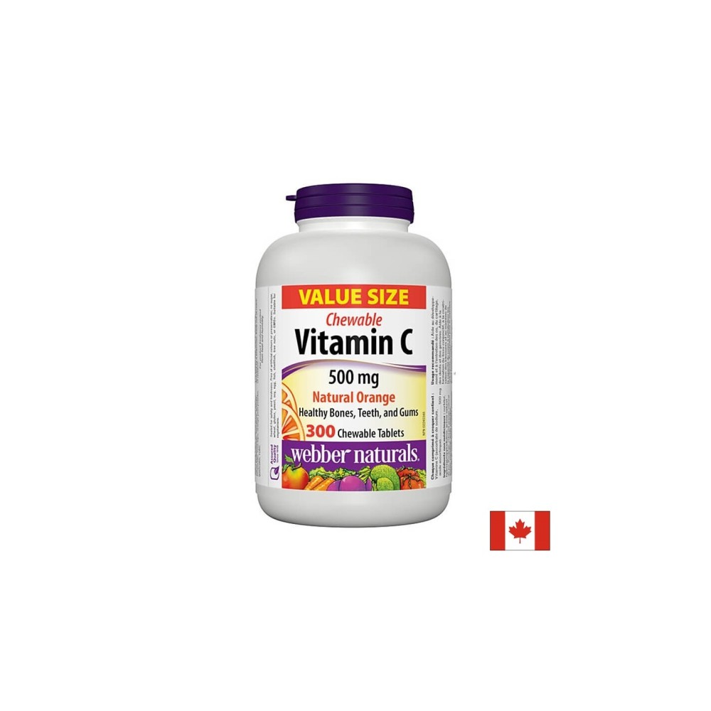 Vitamin C 500 mg Chewable - Витамин С 500 mg, 300 дъвчащи таблетки Webber Naturals Vitamin C 500 mg Chewable - Витамин С 500 mg, 300 дъвчащи таблетки Webber Naturals