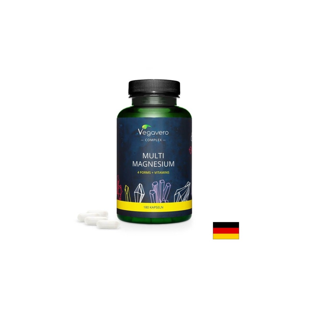 Multi Magnesium - Мулти магнезий с витамини В2 и В6, 180 капсули Vegavero Multi Magnesium - Мулти магнезий с витамини В2 и В6, 180 капсули Vegavero