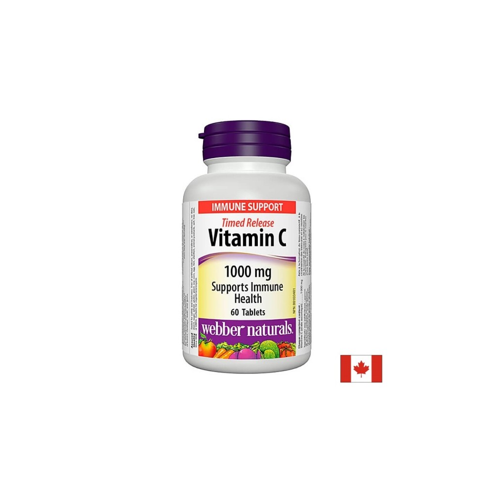 Time Release Vitamin C - Витамин С 1000 mg, 60 таблетки с удължено освобождаване Webber Naturals Time Release Vitamin C - Витамин С 1000 mg, 60 таблетки с удължено освобождаване Webber Naturals