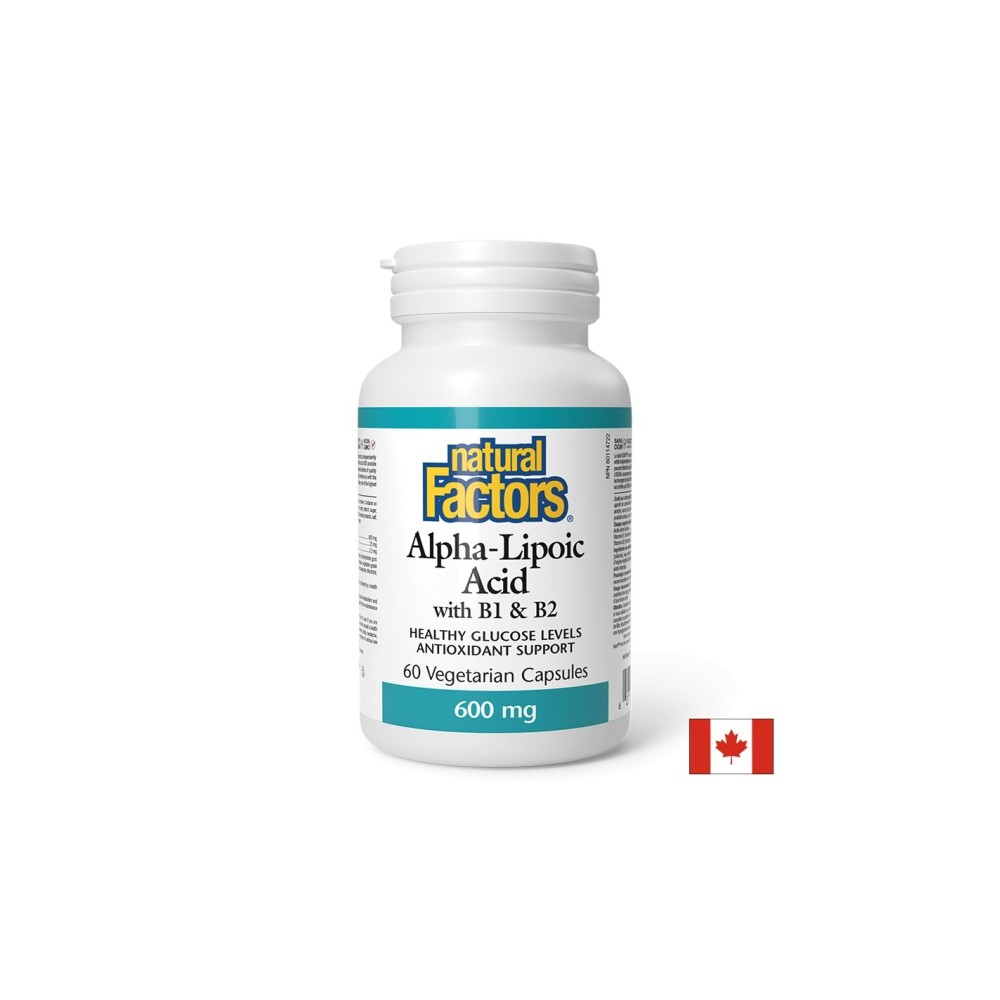 Алфа липоева киселина 600 mg + витамин В1 и В2, 60 V капсули Natural Factors Алфа липоева киселина 600 mg + витамин В1 и В2, 60 V капсули Natural Factors