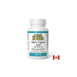 Алфа липоева киселина 600 mg + витамин В1 и В2, 60 V капсули Natural Factors