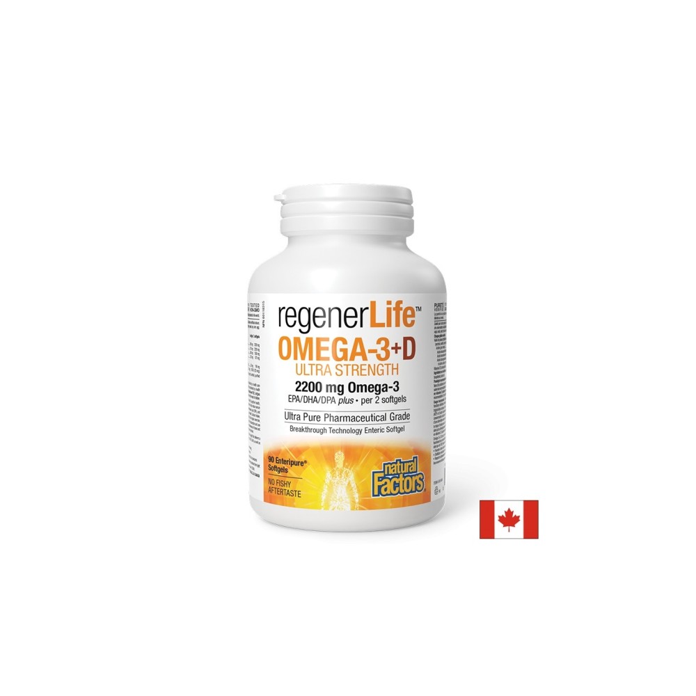 Омега-3 (ЕРА DHA 680335) + Витамин D3 500 IU - RegenerLife™, 90 софтгел капсули Natural Factors Омега-3 (ЕРА DHA 680335) + Витамин D3 500 IU - RegenerLife™, 90 софтгел капсули Natural Factors