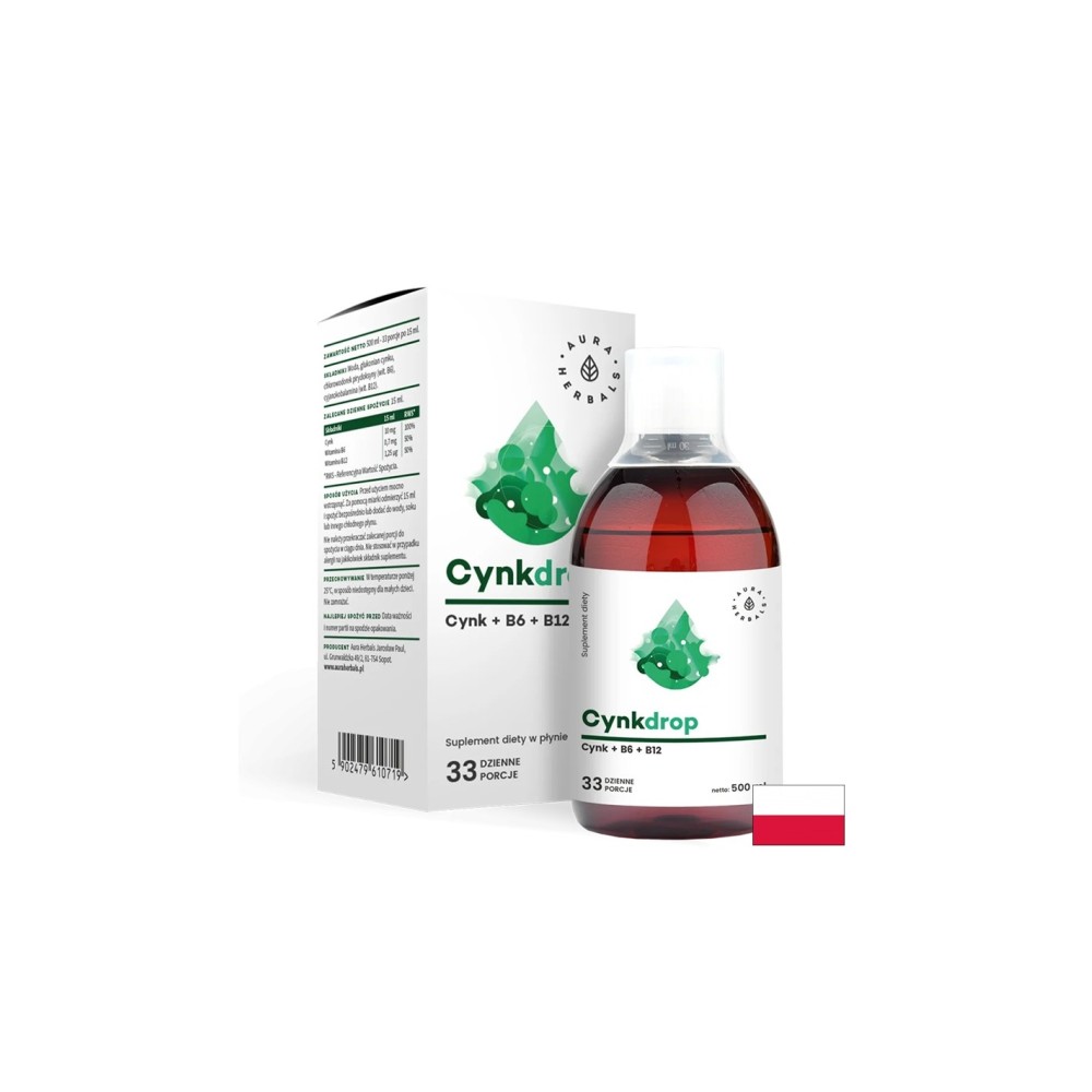 Имунитет и Нервна система - Цинк + Витамин B6 и B12, 500 ml Aura Herbals