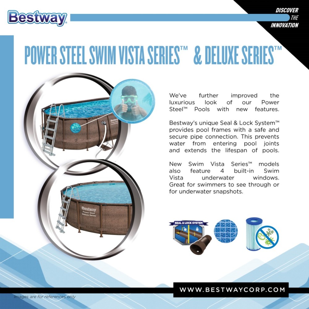 Сглобяем басейн Power Steel Vista 488x122см имитация ратан Bestway 56725 Сглобяем басейн Power Steel Vista 488x122см имитация ратан Bestway 56725