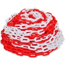 сигнална, верига, за, ограждане, PVC, червен, и, бял