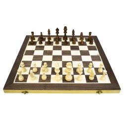 Шах, дама и табла 3 в 1 MAXIMA, Фурнир с интарзия, 29 см, Фигури 2.5 - 5.5 см. 270769
